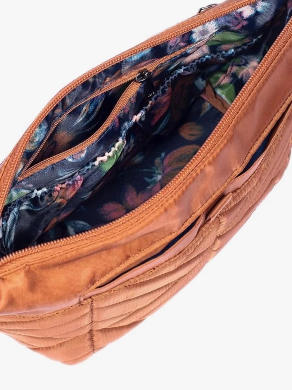lug Quilted Cosmetic Pouch in Rust Brown